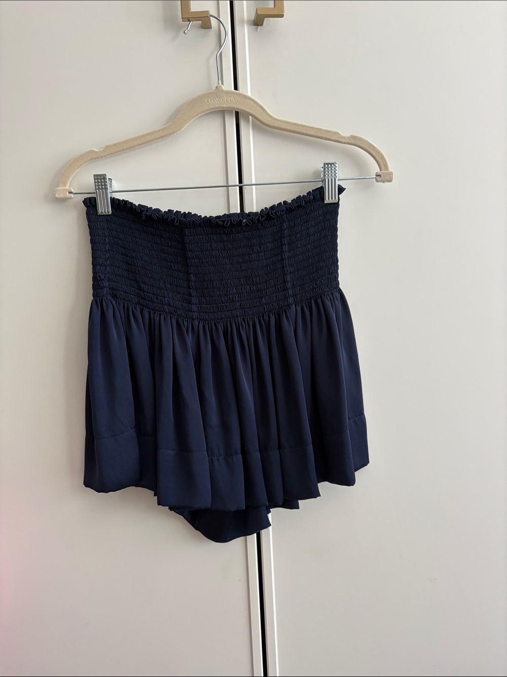 KOCH Navy Smocked Strapless Top